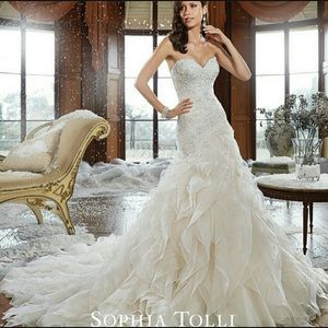 Sophia Tolli ivory wedding dress size 14